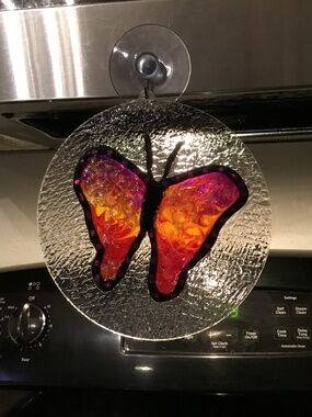 New, Hand painted stained glass Butterfly